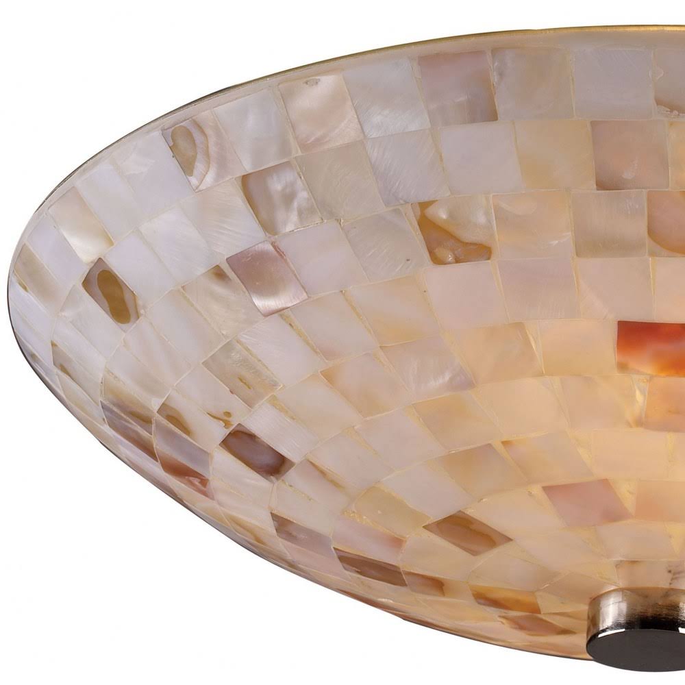 2 Light Flush Gray Capiz Shells Satin Nickel Hardware S13078