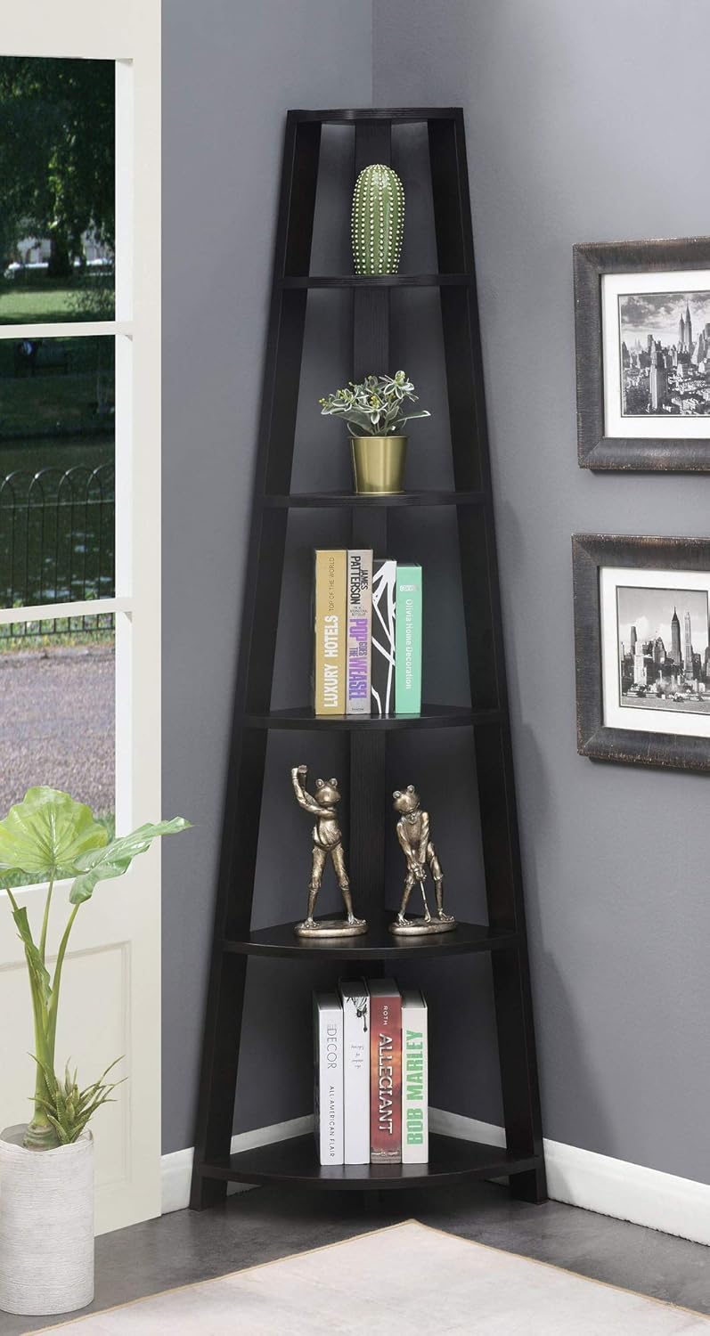 Black 5 Tier Corner Bookcase E288383