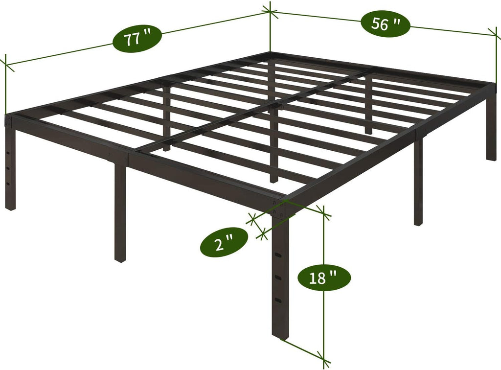 18 Inch Metal Platform Bed Frame with Steel Slats Q785