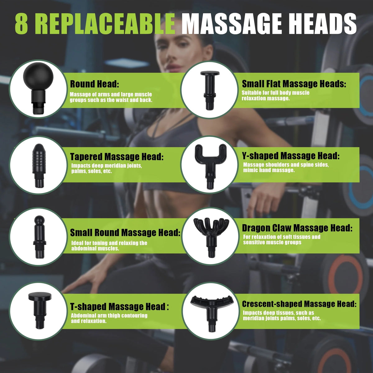 Black 99 Speeds Handheld Deep Tissue Massage Gun with 8 Replacement Heads J98396