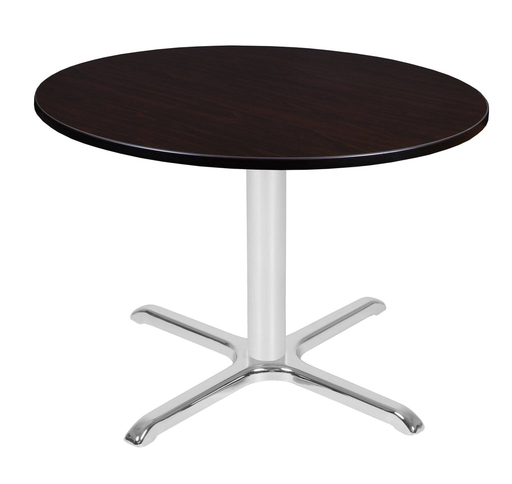 48x22 Round X-Base Table Mocha Walnut Chrome J884222