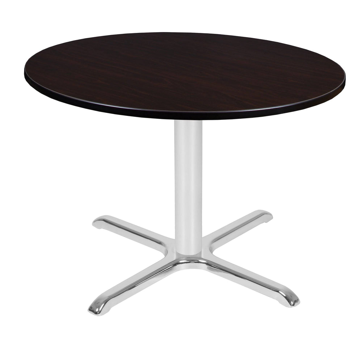 48x22 Round X-Base Table Mocha Walnut Chrome J884222