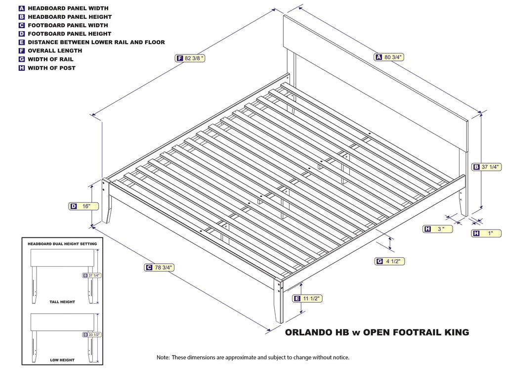 16" Caramel Solid Wood Platform Bed U9597