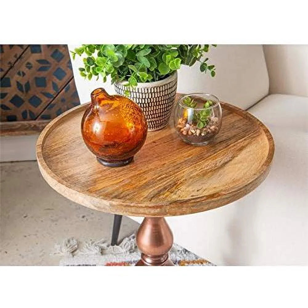 Wood And Aluminum Side Table H69571