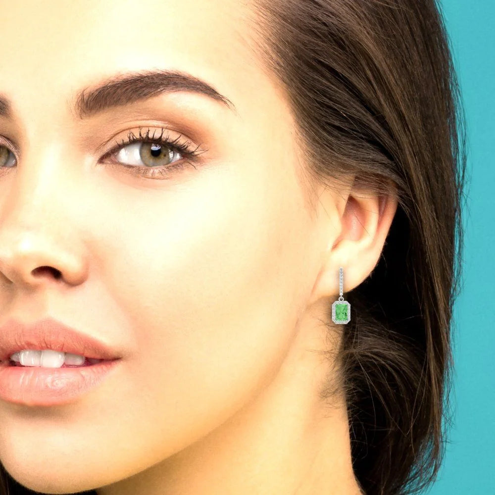 18K White Gold Blue Moissanite Dangle Earrings G88297