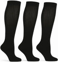 Men's Diabetic Knee High Socks 3 Pairs Non-Binding Breathable Sizes 9-15 Black O396584