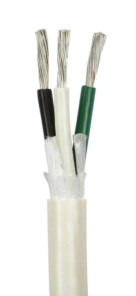 10/3 AWG UL Spec Triplex Flat AC Marine Wire - Tinned Copper Boat Cable - 100 Feet - Black/White/Green R29523