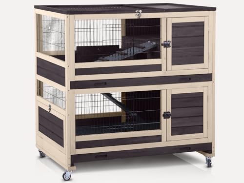 Grey Guinea Pig Cage with Wheels and 6 Access Doors B1667