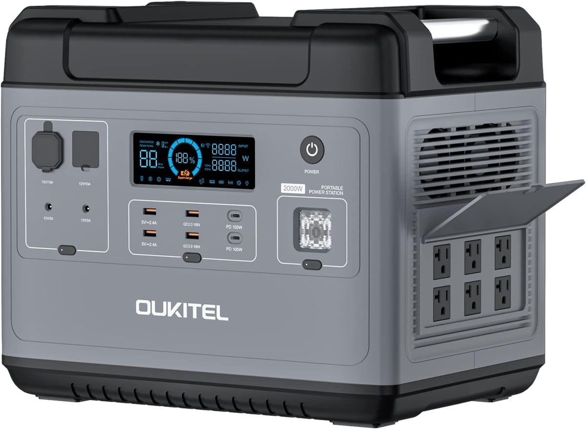 2000Wh LiFePO4 Portable Power Station with 6 AC Outlets U376943