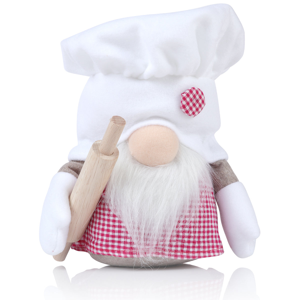 Red and White Plush Gnome Decor V5134