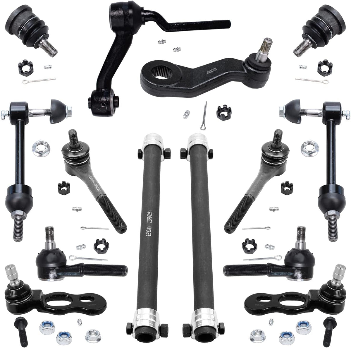 14PC Front Steering Idler Arm Pitman Arm Tie Rods Sway Bars Ball Joints G603