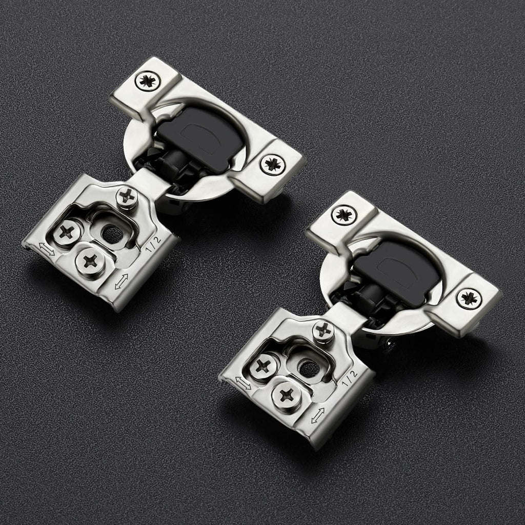 12 Pack 6 Pairs 1/2 inch Overlay Soft Close Hinges Satin Nickel Stainless Steel Concealed Hinge S77558