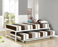 Twin Size White Metal Platform Bed with Pop-up Trundle W48923
