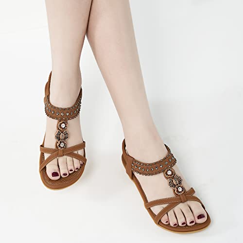 Women's Sandals with Non Slip Bohemian Flats Z68435