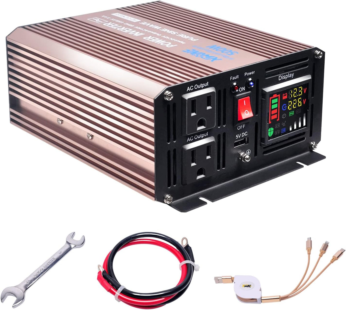 5000 Watts Pure Sine Wave Power Inverter 24V to 110V with Remote Control and LED Display F18398