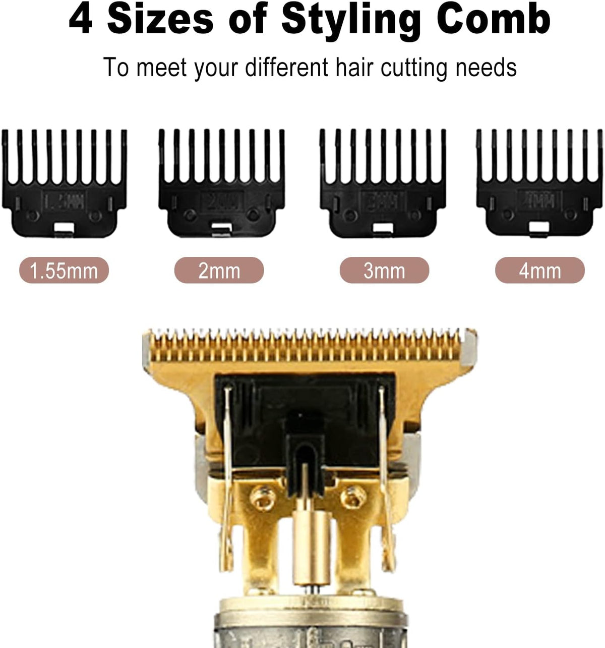 Cordless Hair & Beard Trimmer with 4 Guide Combs, Rechargeable T-Blade Hair Clippers, Bronze H82379