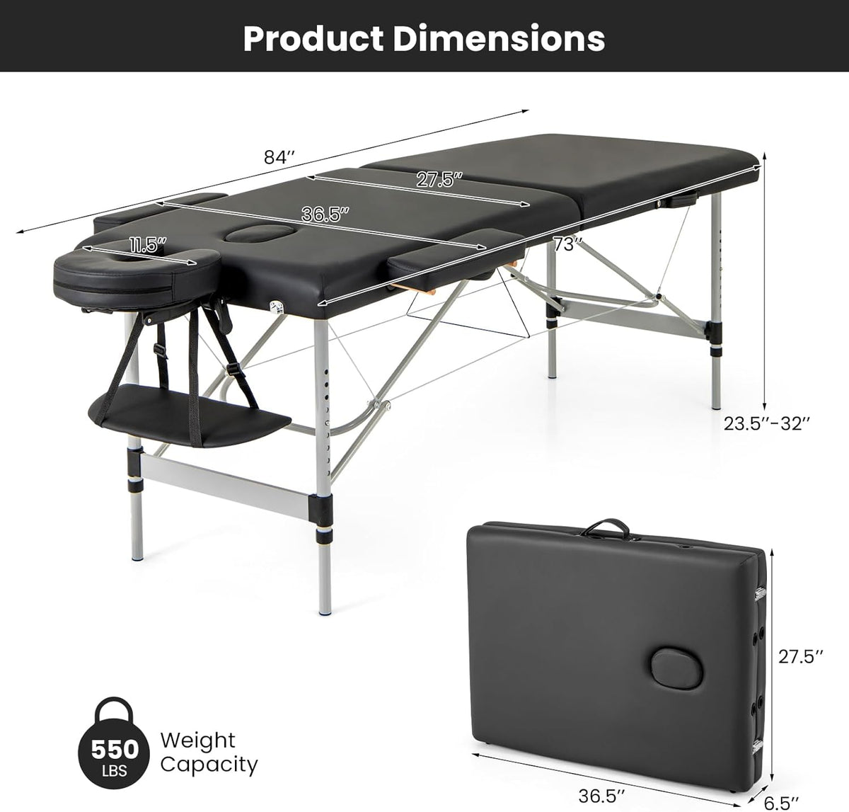 Black Portable Massage Table with Carrying Bag R878700