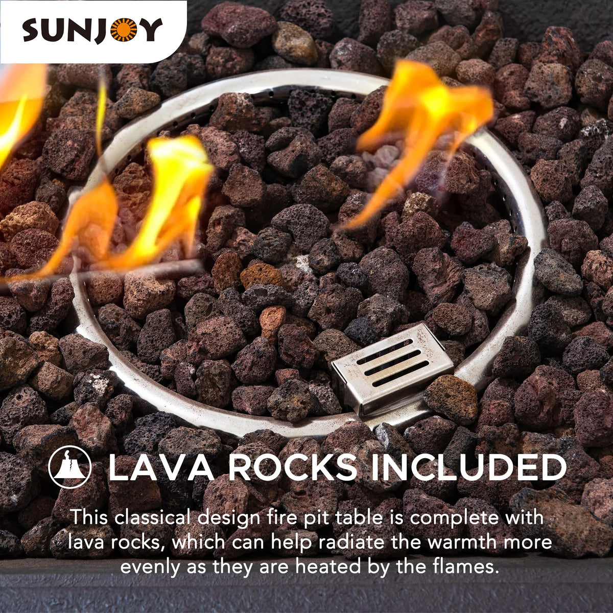 28 in. Smokeless Propane Gas Fire Pit Table with Lava Rocks O3550