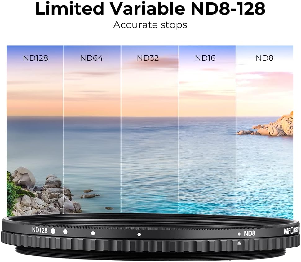 55mm Variable ND Filter ND8-ND128 (3-7 Stop) Hydrophobic VND Filter Pack of 2 S852158