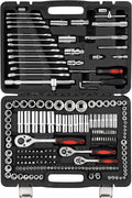 216 Piece SAE and Metric Socket Set with 72 Tooth Ratchet Wrench and Toolbox Q492713