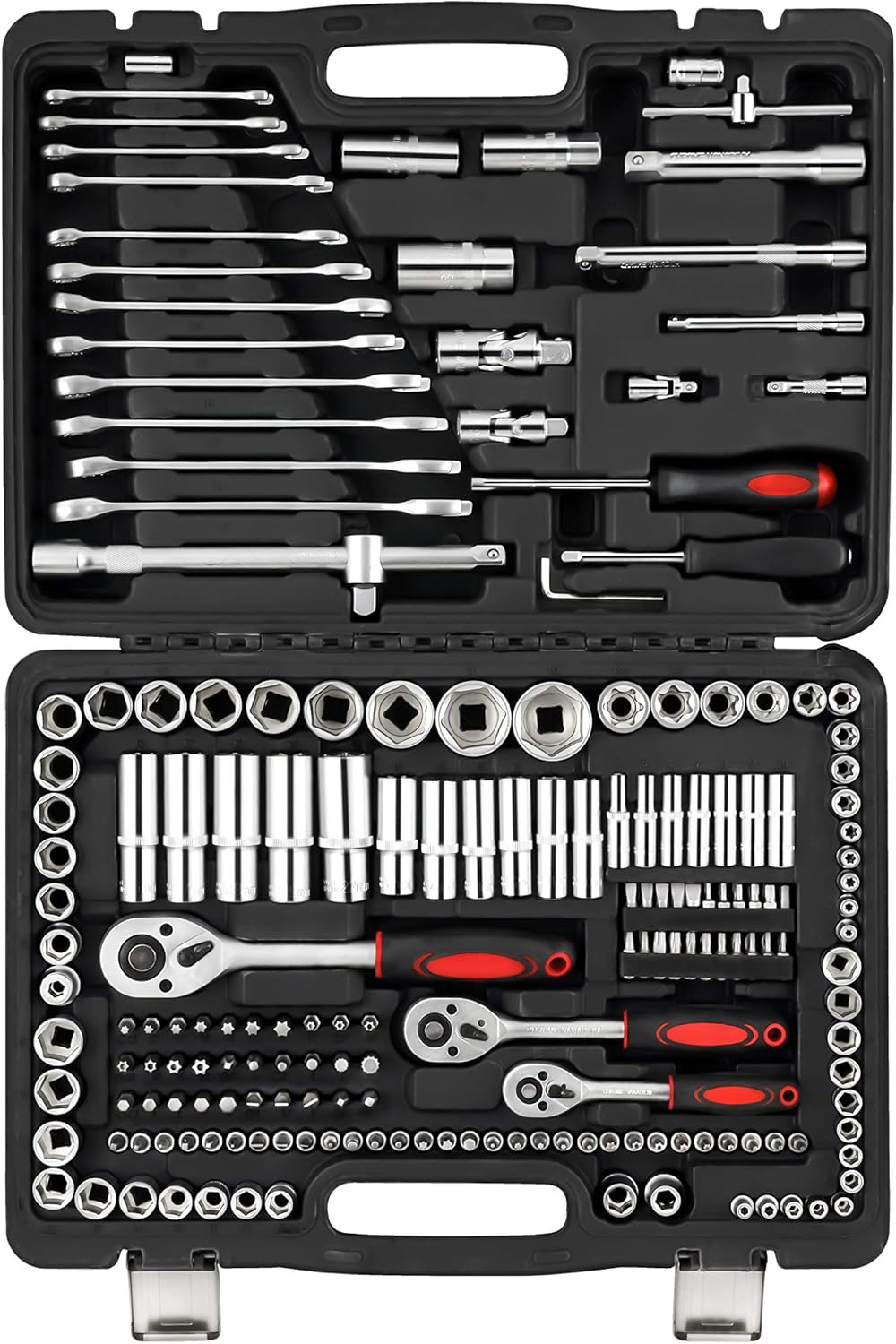 216 Piece SAE and Metric Socket Set with 72 Tooth Ratchet Wrench and Toolbox Q492713