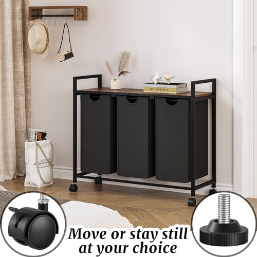 3 Pull Out Removable Laundry Sorter Bags Rolling Laundry Hamper with Wheels M981747