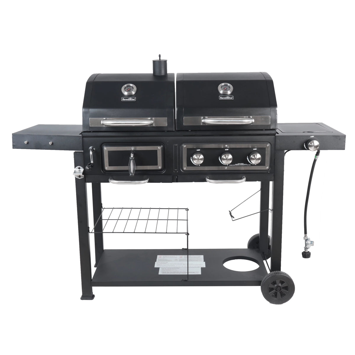 Dual Fuel Gas & Charcoal Combo Grill, Black with Stainless J29202