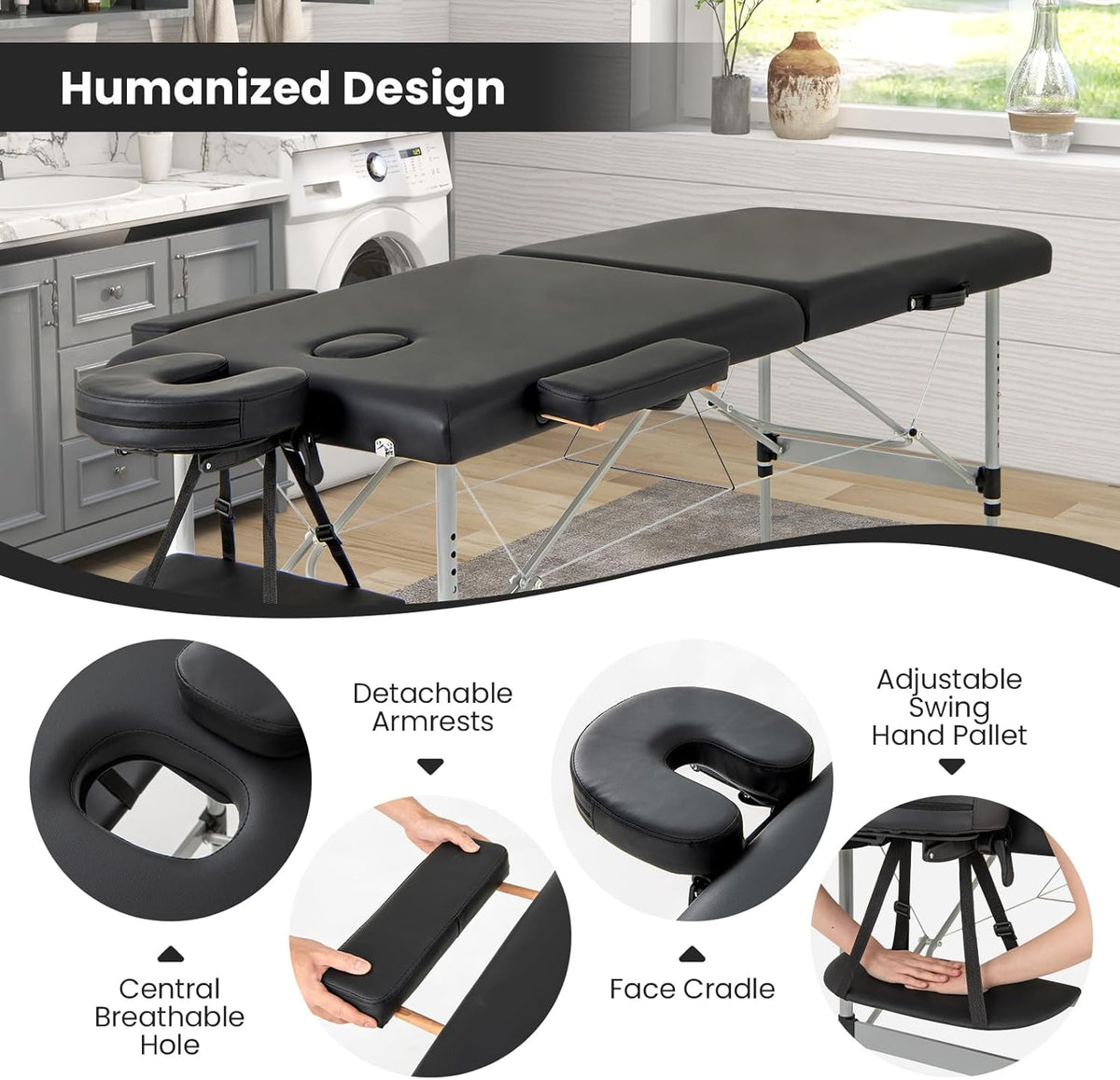Black Portable Massage Table with Carrying Bag R878700