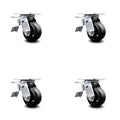 4 inch Rubber on Steel Caster Set with Ball Bearing and Total Lock Brake N68840
