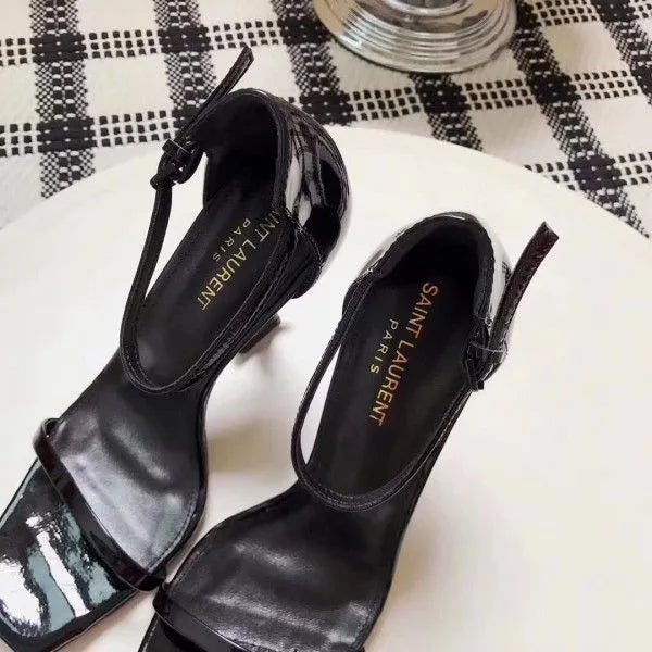 Black 110mm Leather Sandals E164765