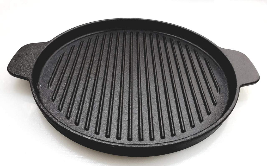 Cast Iron Grill Set with Rubber Wood Underliner Y2583