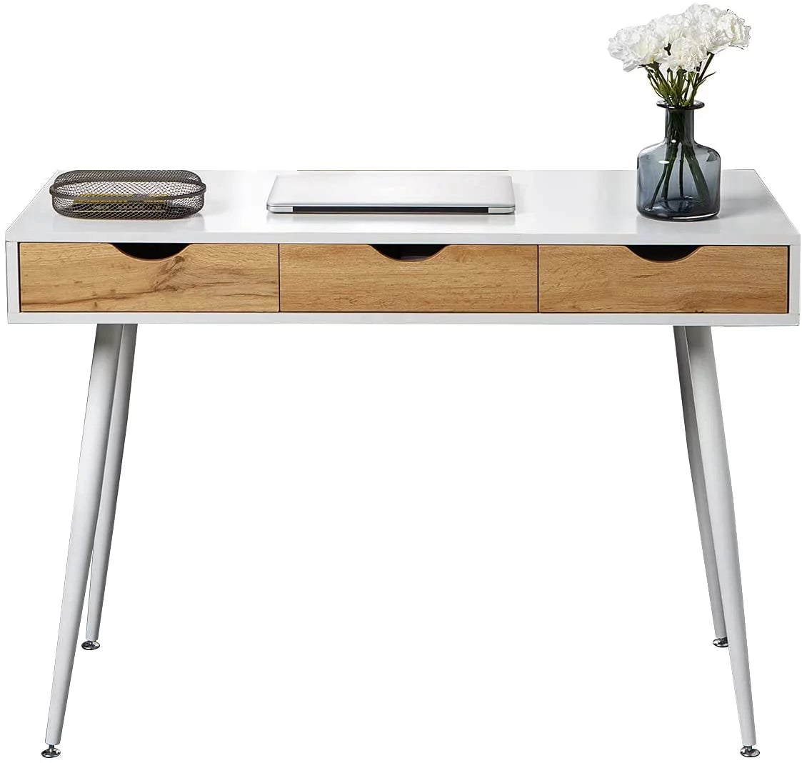 43in White Vanity Desk with 3 Drawers D990