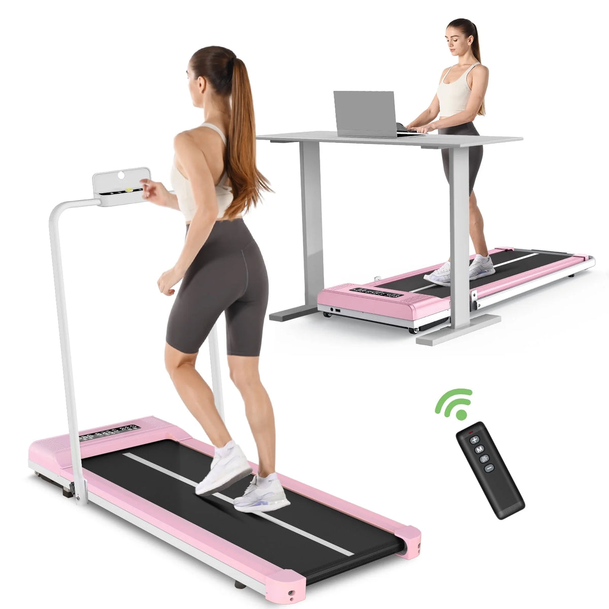 2 in 1 Folding Treadmill 265 lbs Gray Y4115