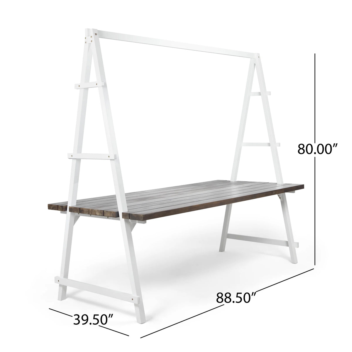 Acacia Wood Dining Table with Iron Plant Hanger L29499