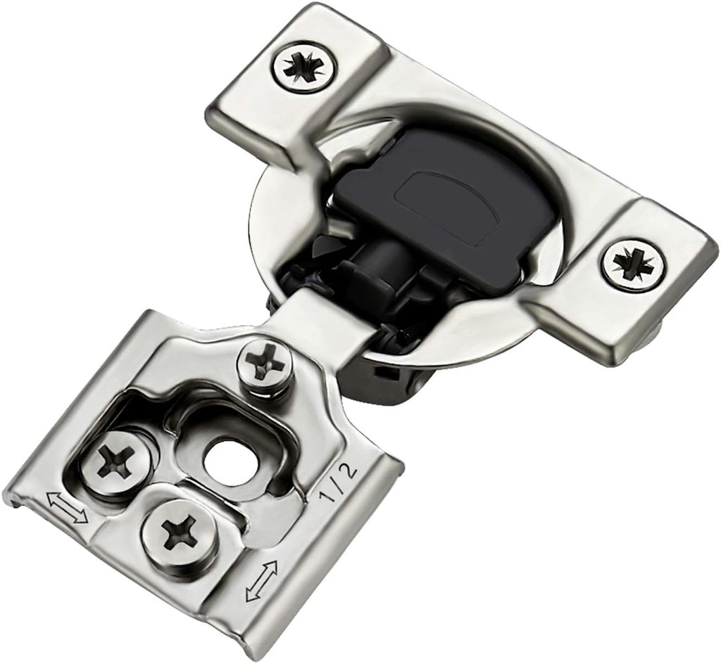 12 Pack 6 Pairs 1/2 inch Overlay Soft Close Hinges Satin Nickel Stainless Steel Concealed Hinge S77558