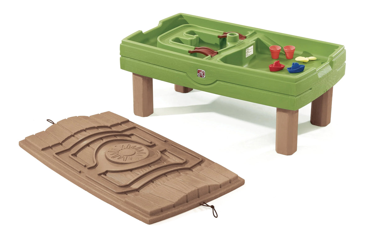 Green Sandbox and Water Table with Cover and Umbrella F4135