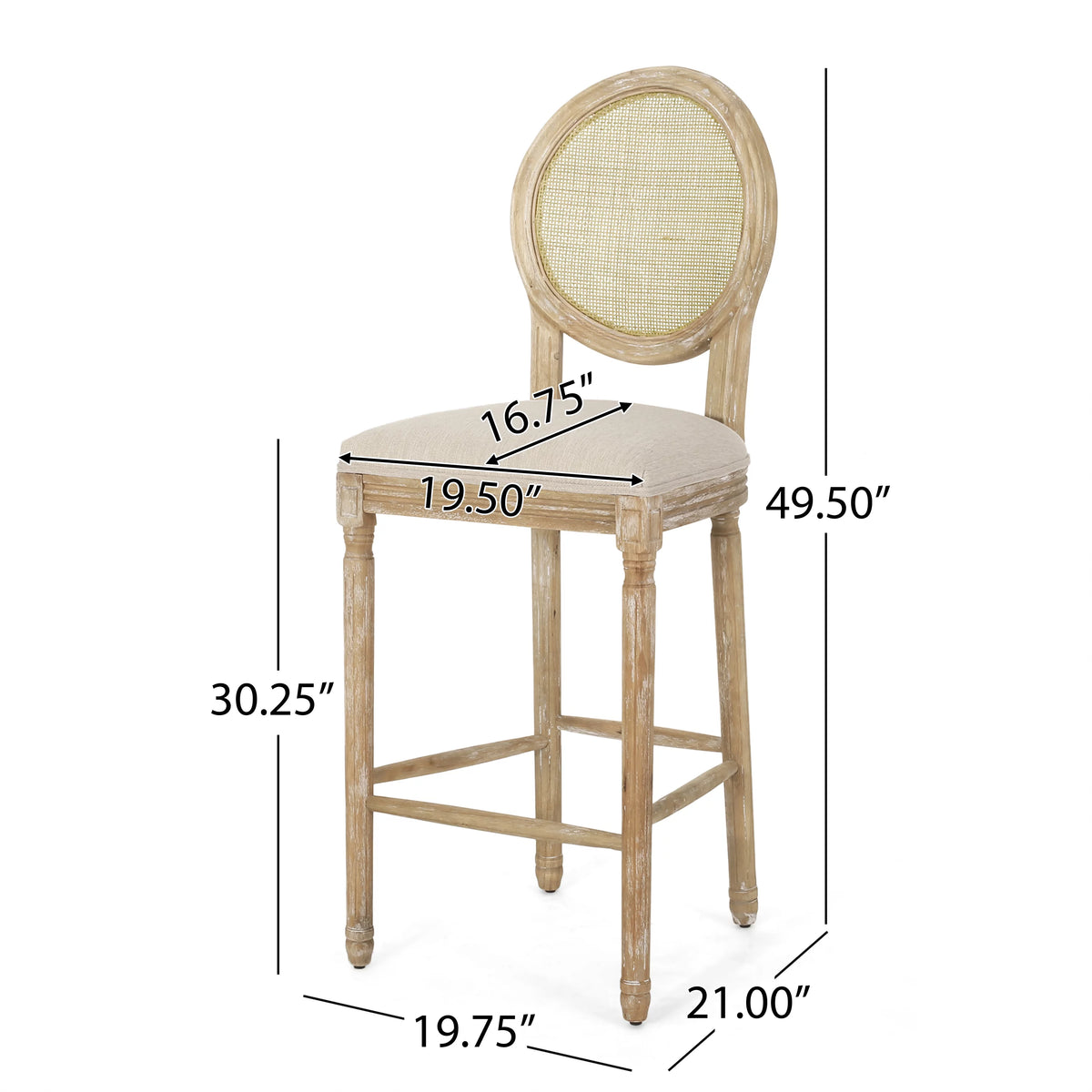 Fabric Upholstered Wood and Cane Barstools, Set of 2 R94574