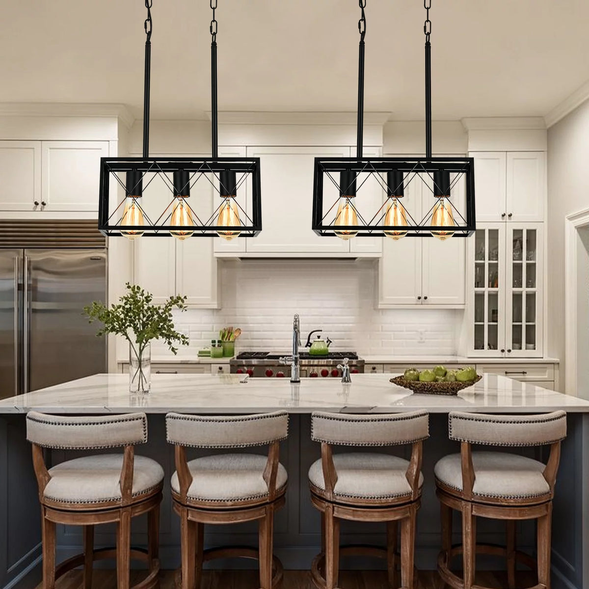 3 Light Farmhouse Linear Chandelier V98419