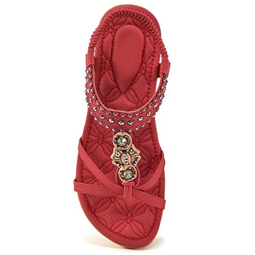 Women's Sandals with Non Slip Bohemian Flats Z68435