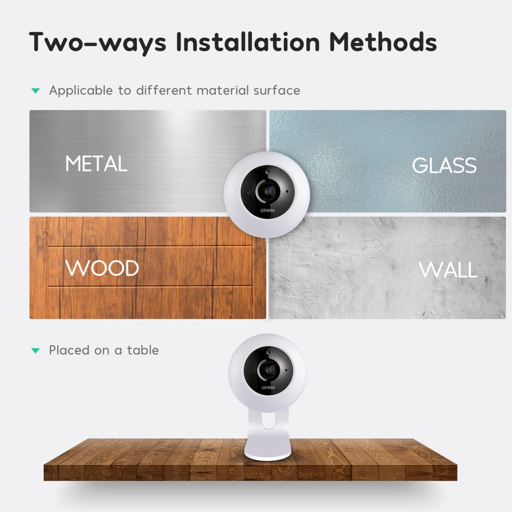 Indoor Security Camera Baby Monitor Wi-Fi Smart Home Camera 1080P HD Motion Detection 2-Way Audio Night Vision Pack of 2 I18188