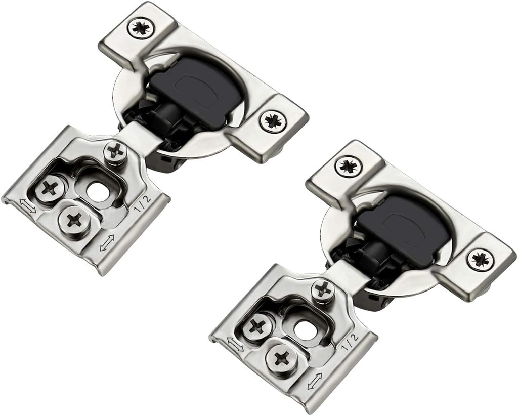 12 Pack 6 Pairs 1/2 inch Overlay Soft Close Hinges Satin Nickel Stainless Steel Concealed Hinge S77558
