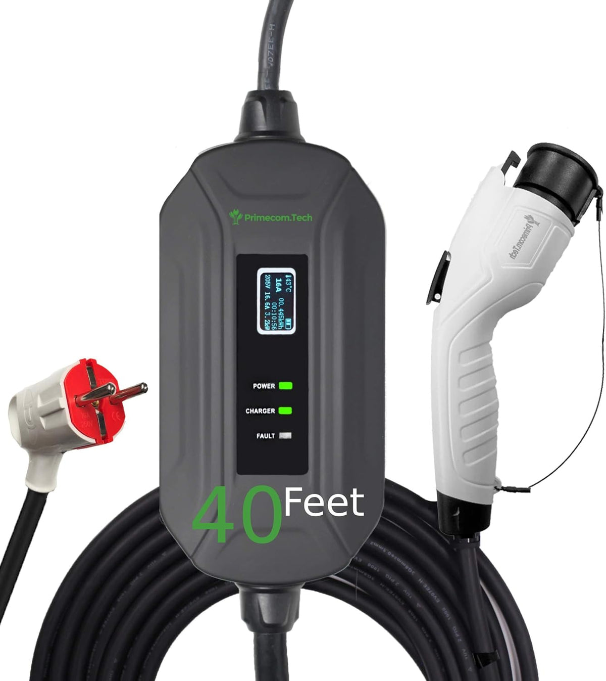 Portable Level 2 Electric Vehicle Charger, 16Amp, 50 Feet V26481