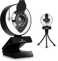 Webcam with Ring Light, Microphone, Privacy Cover, 1080p Auto Focus E32955