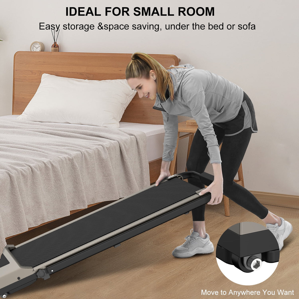 2 in 1 Folding Treadmill 265 lbs Gray Y4115