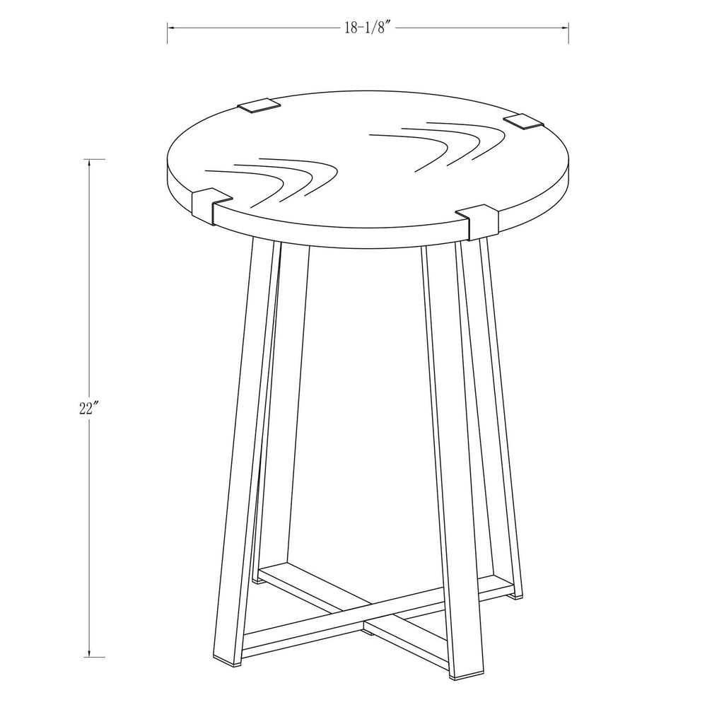 White Faux Marble Round Side Table J386304