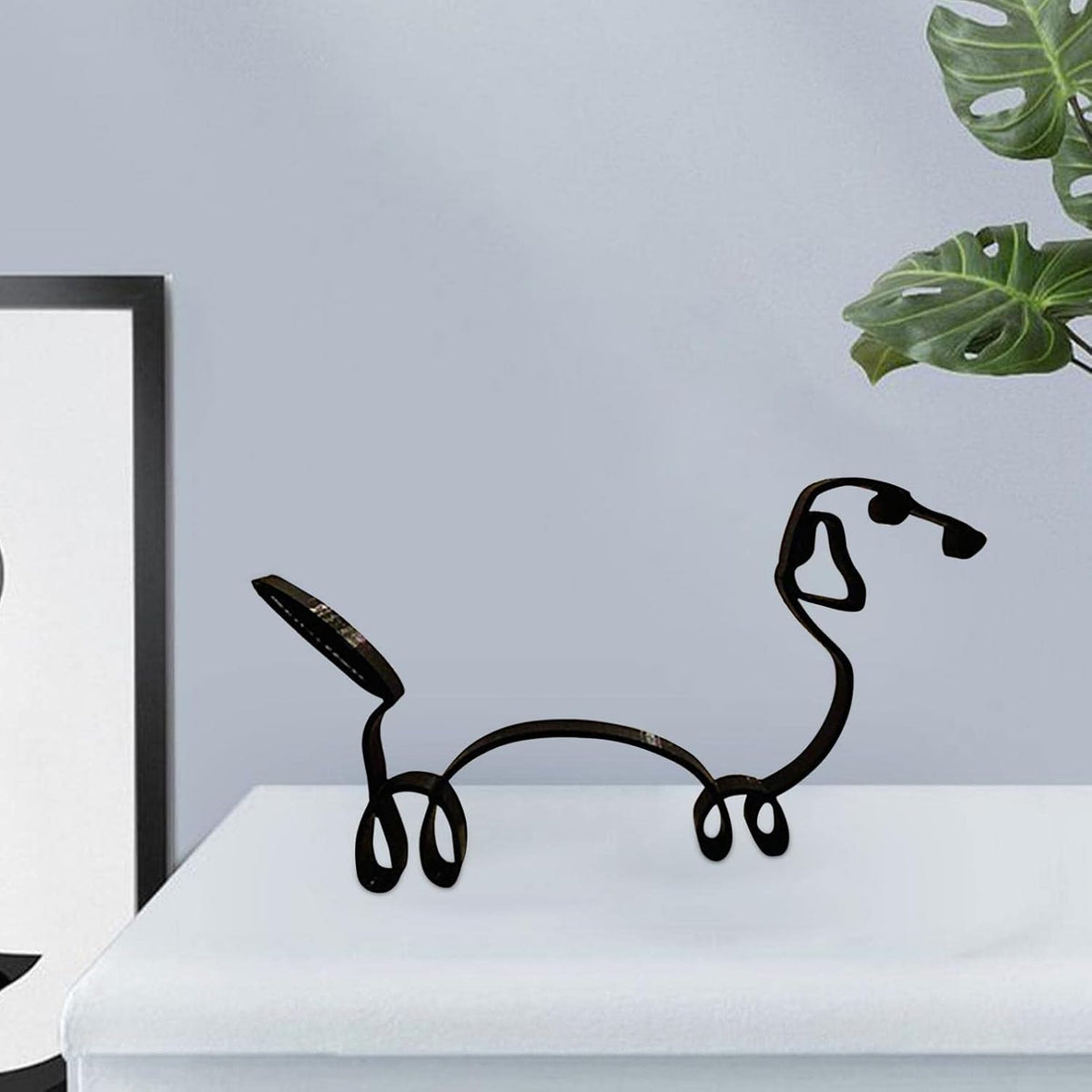 Metal Abstract Dog Line Drawing Sculpture S6223