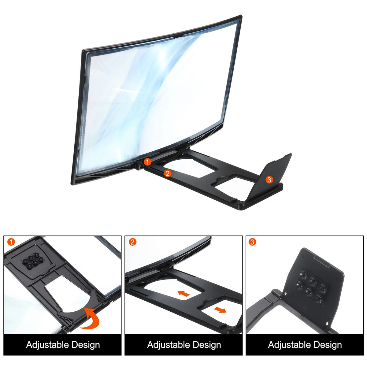 Black 3D HD Screen Magnifier Stand T344