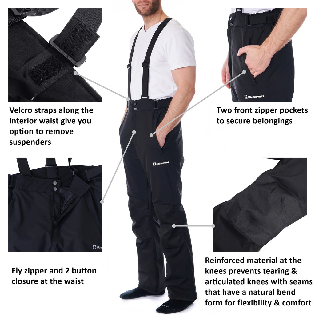 Waterproof Snowboard Ski Snow Pants with Removable Suspenders U75235