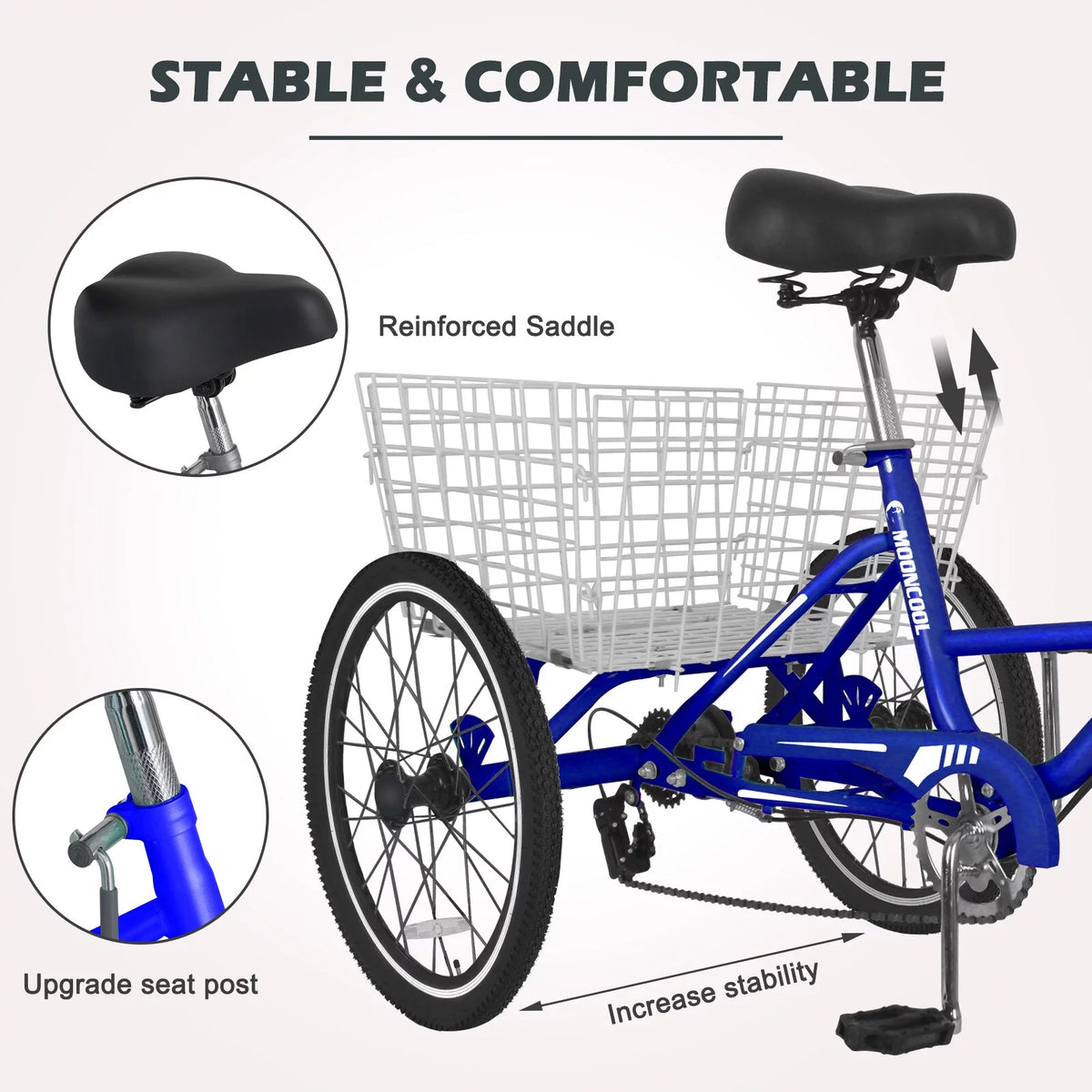 24 Inch 7-Speed 3 Wheels Folding Tricycle U4788