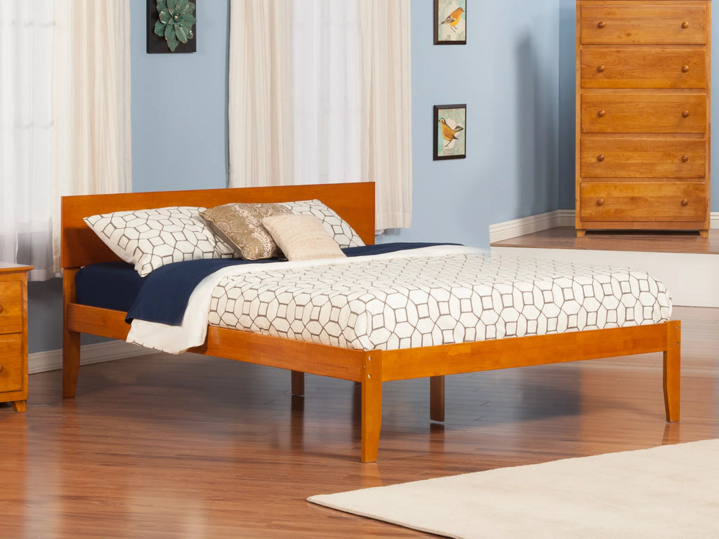 16" Caramel Solid Wood Platform Bed U9597